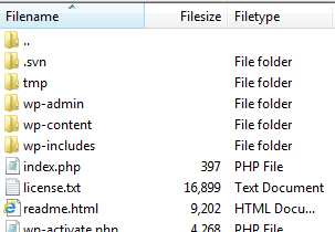FTP View of a Subversion WordPress Installation FTP View of a Subversion WordPress Installation